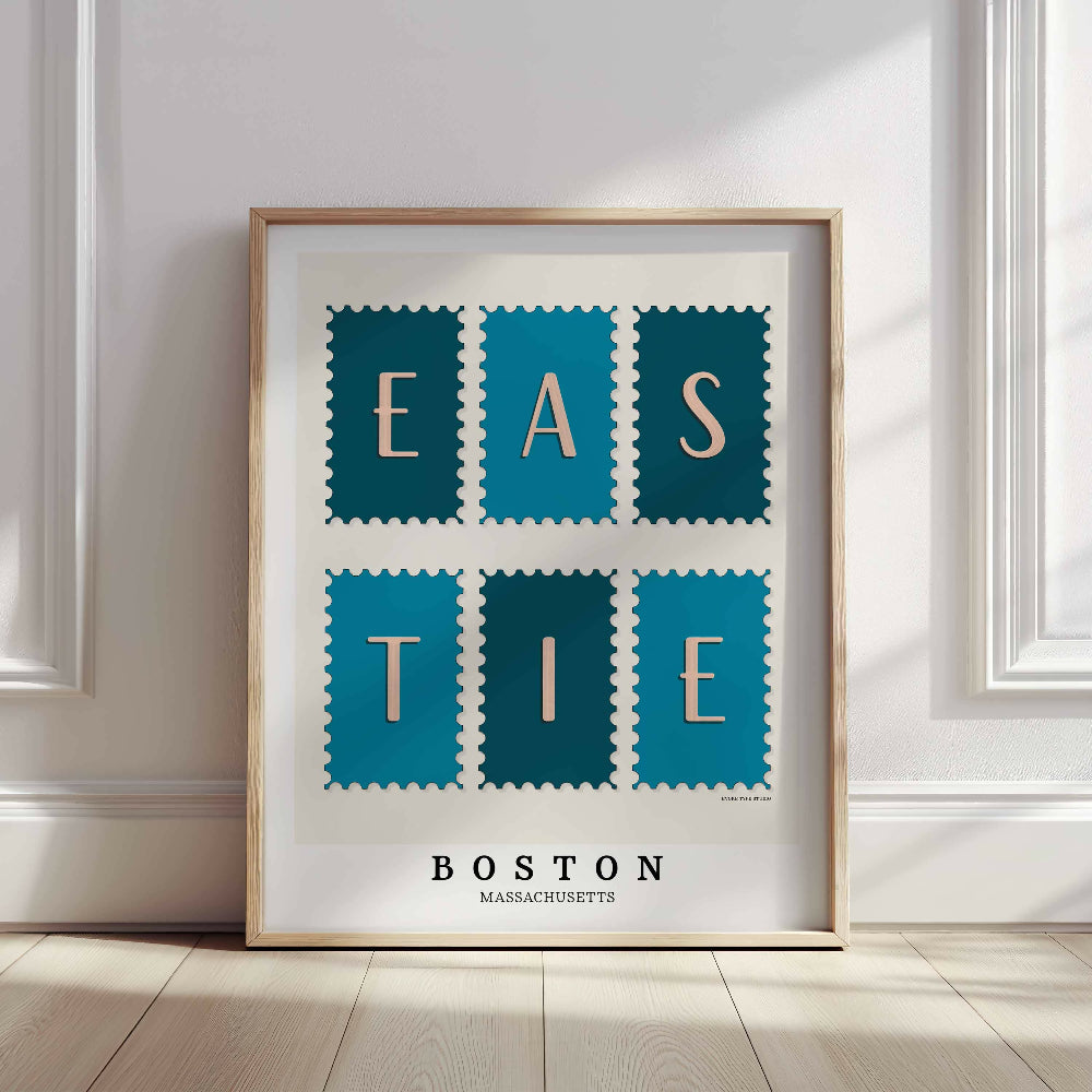 Eastie Postage Stamp Collection Art Print - Bold & Bright