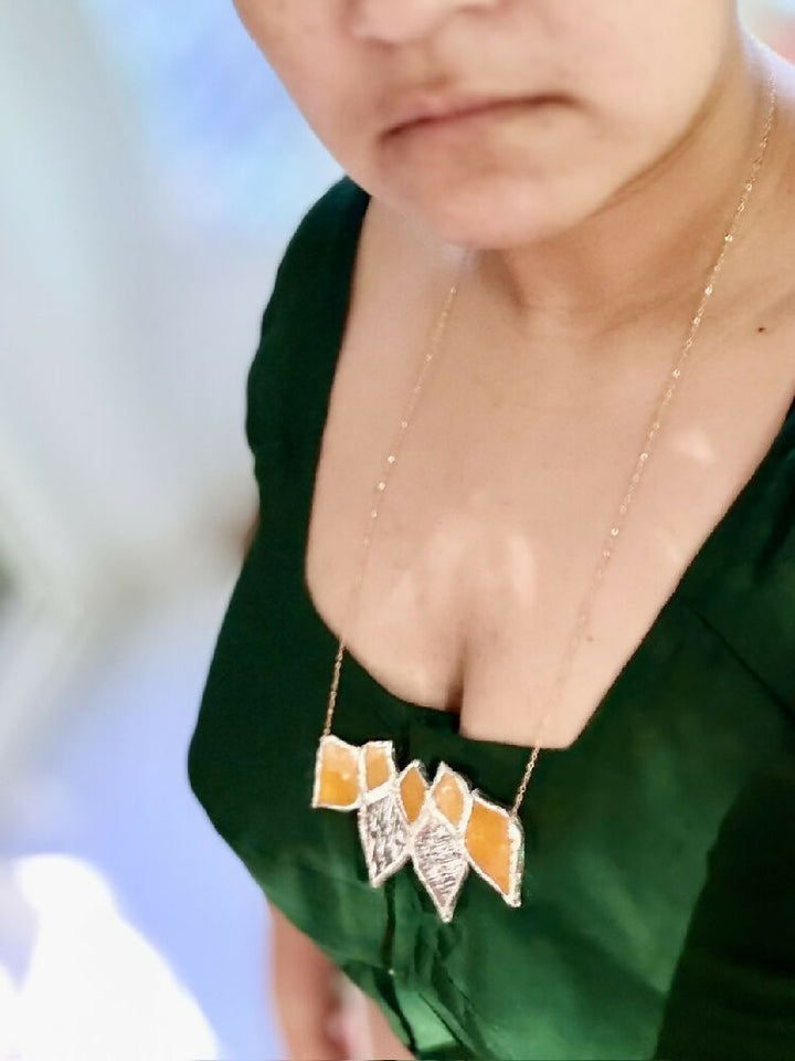 yellow glass necklace stained glass