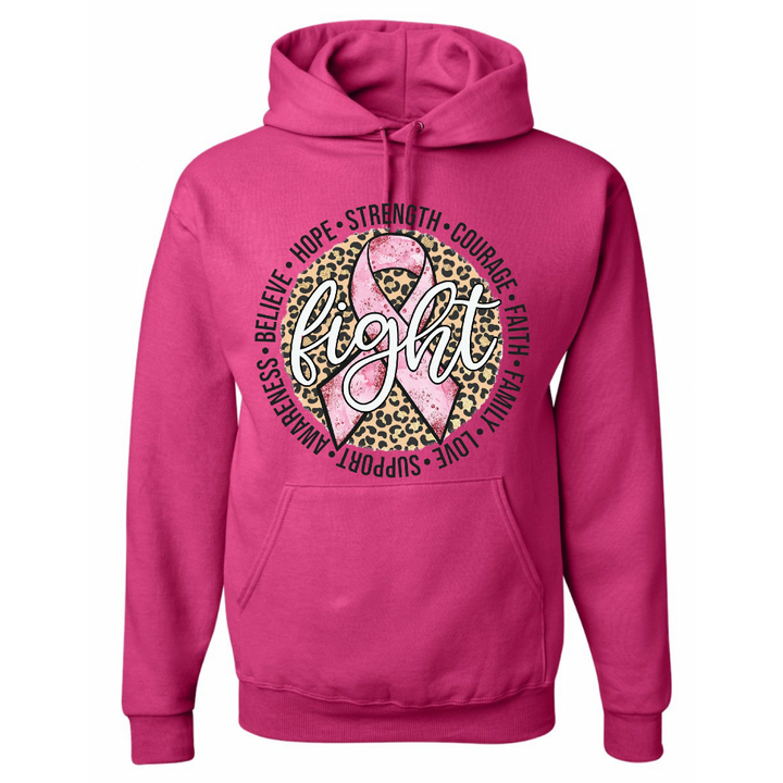 Resiliently Bold Fight Breast Cancer Cyber Pink Hooded Sweatshirt Front