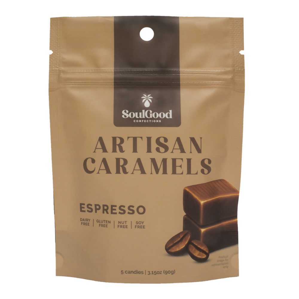 Soul Good Confections Espresso dairy-free coconut caramels, 5-piece pouch
