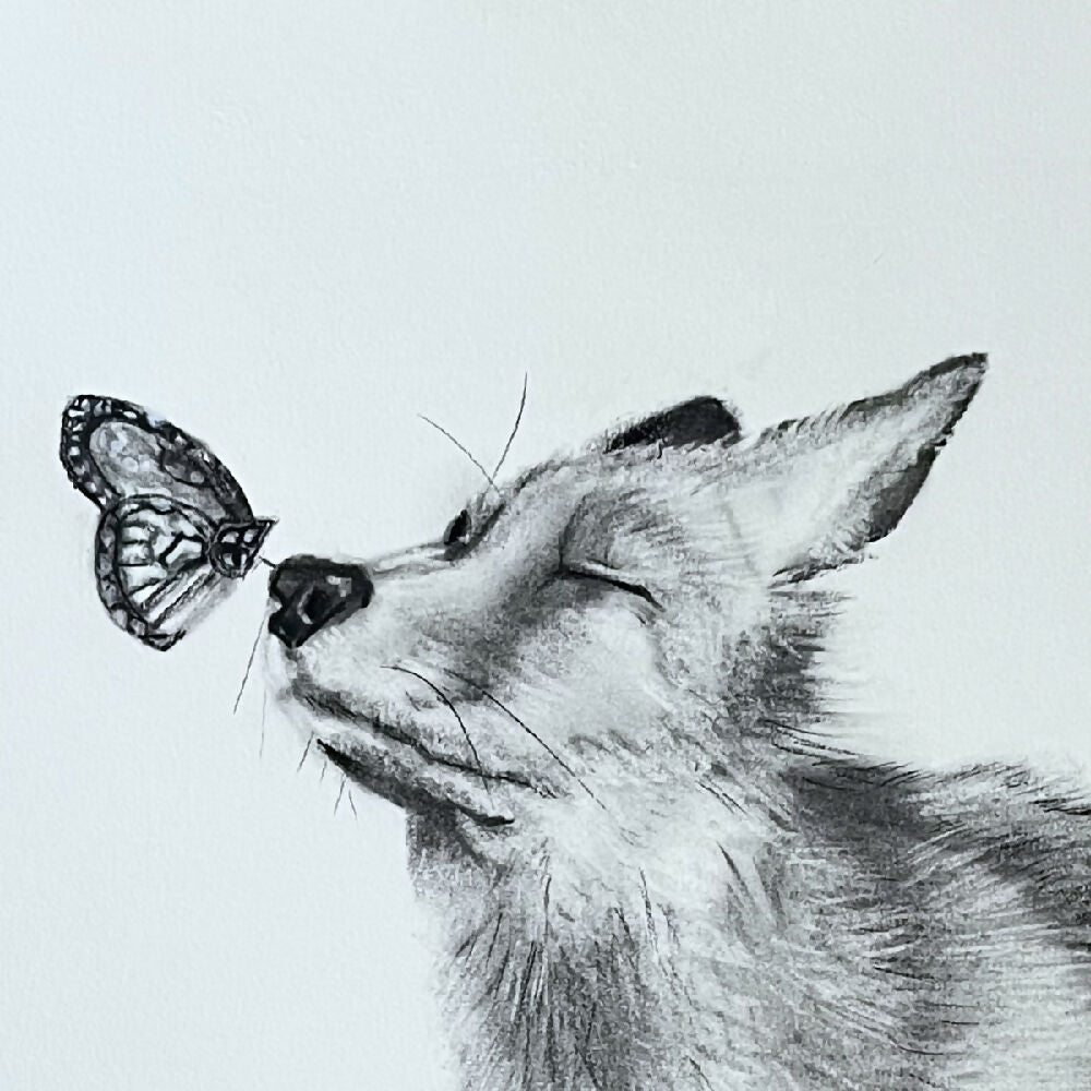 Fox & Butterfly Giclee Print Gilt Frame