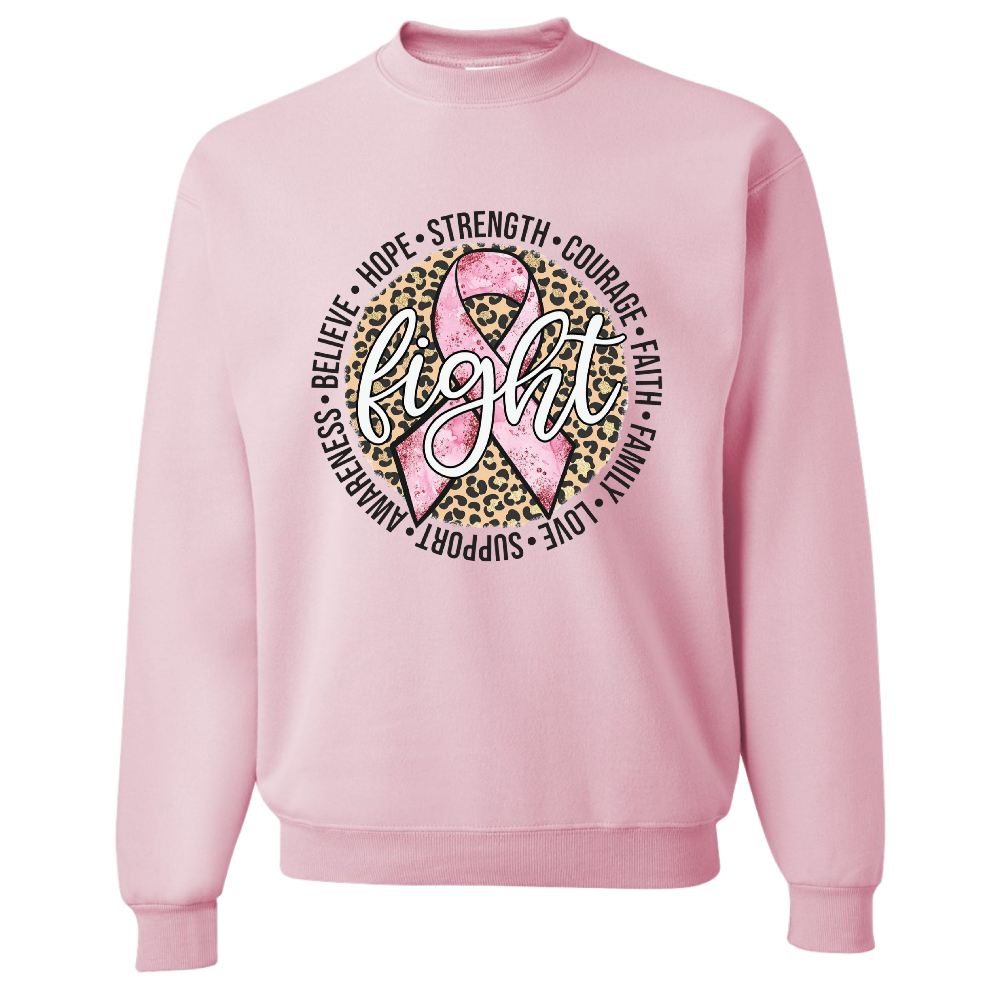 Resiliently Bold Fight Breast Cancer Classic Pink Crewneck Sweatshirt Front