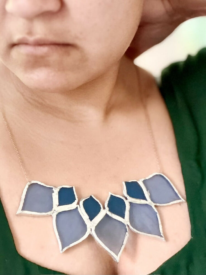 blue glass necklace stained glass