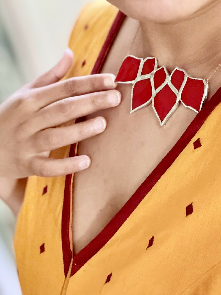 red glass necklace stained glass