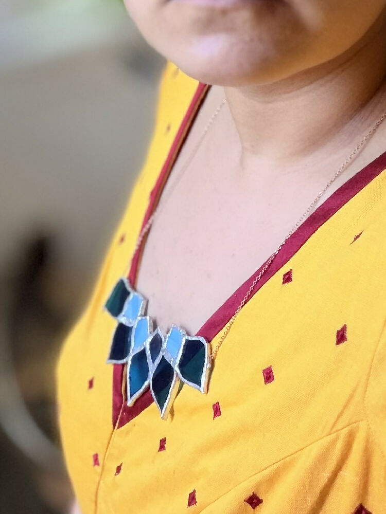 blue glass necklace stained glass