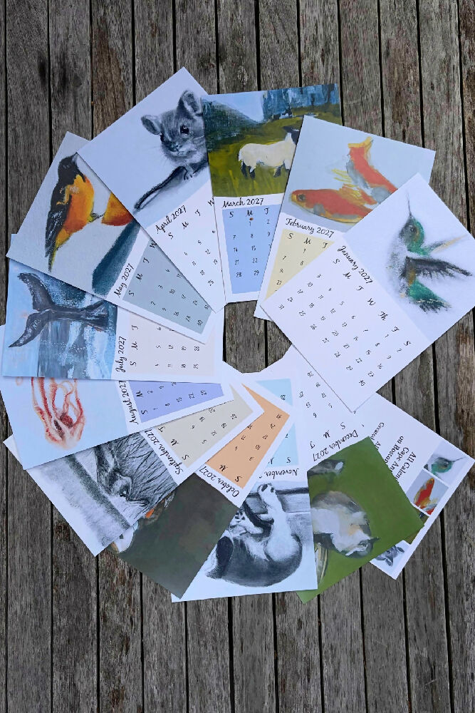 2027 Animal Art Desktop Calendar