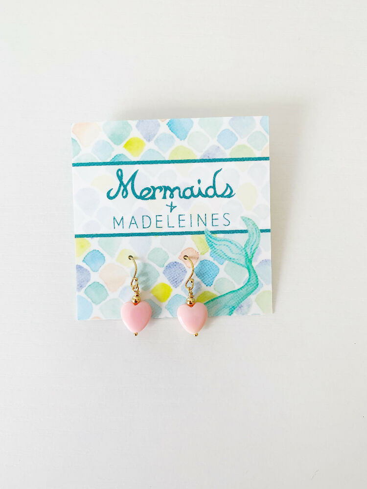 pink posy earrings carded gf
