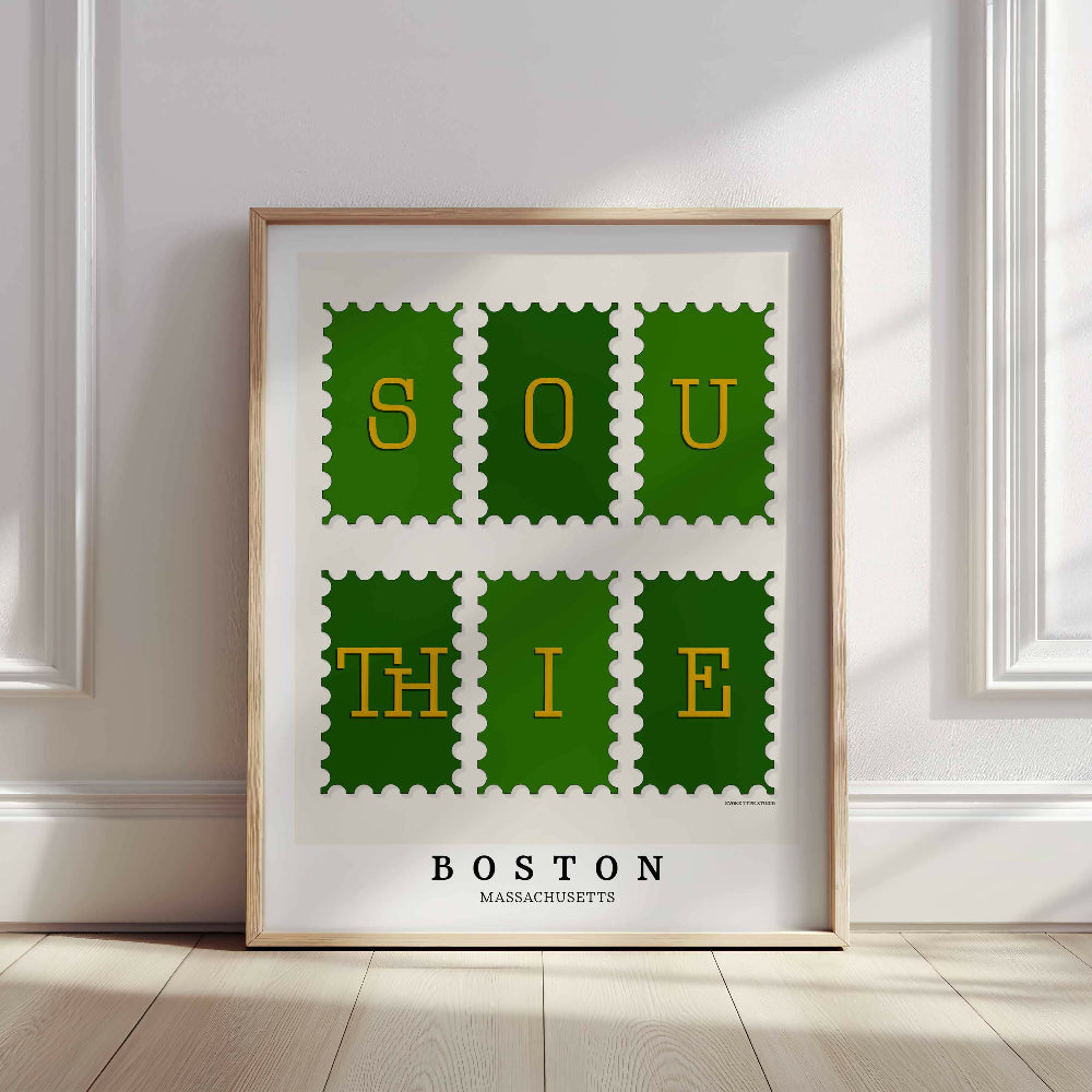 Southie Postage Stamp Collection Art Print - Magnolia